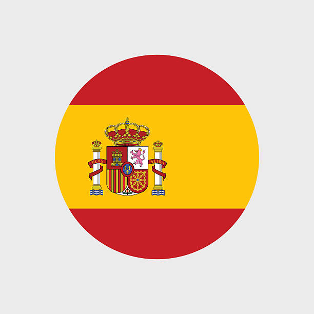 set of vector icons with spain flag